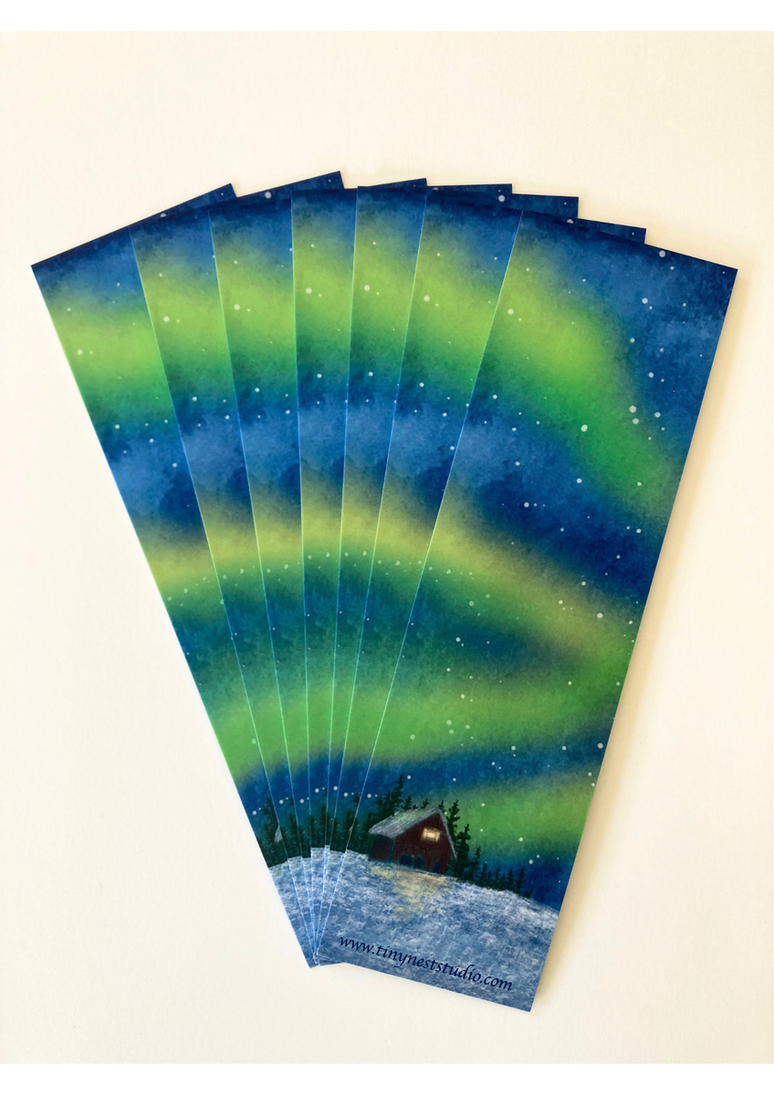 Northen Light Forest Hand Painted selling Bookmark