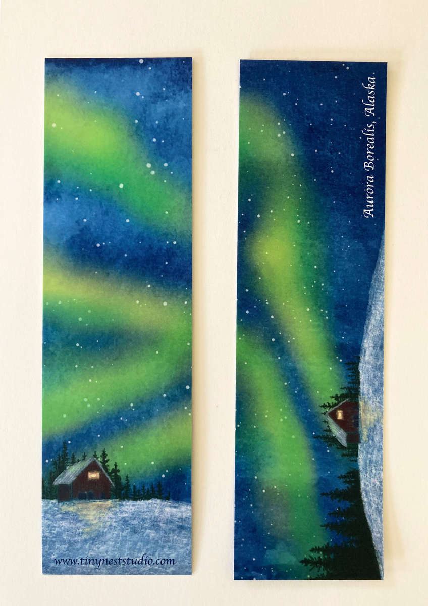 Northen Light Forest Hand Painted selling Bookmark