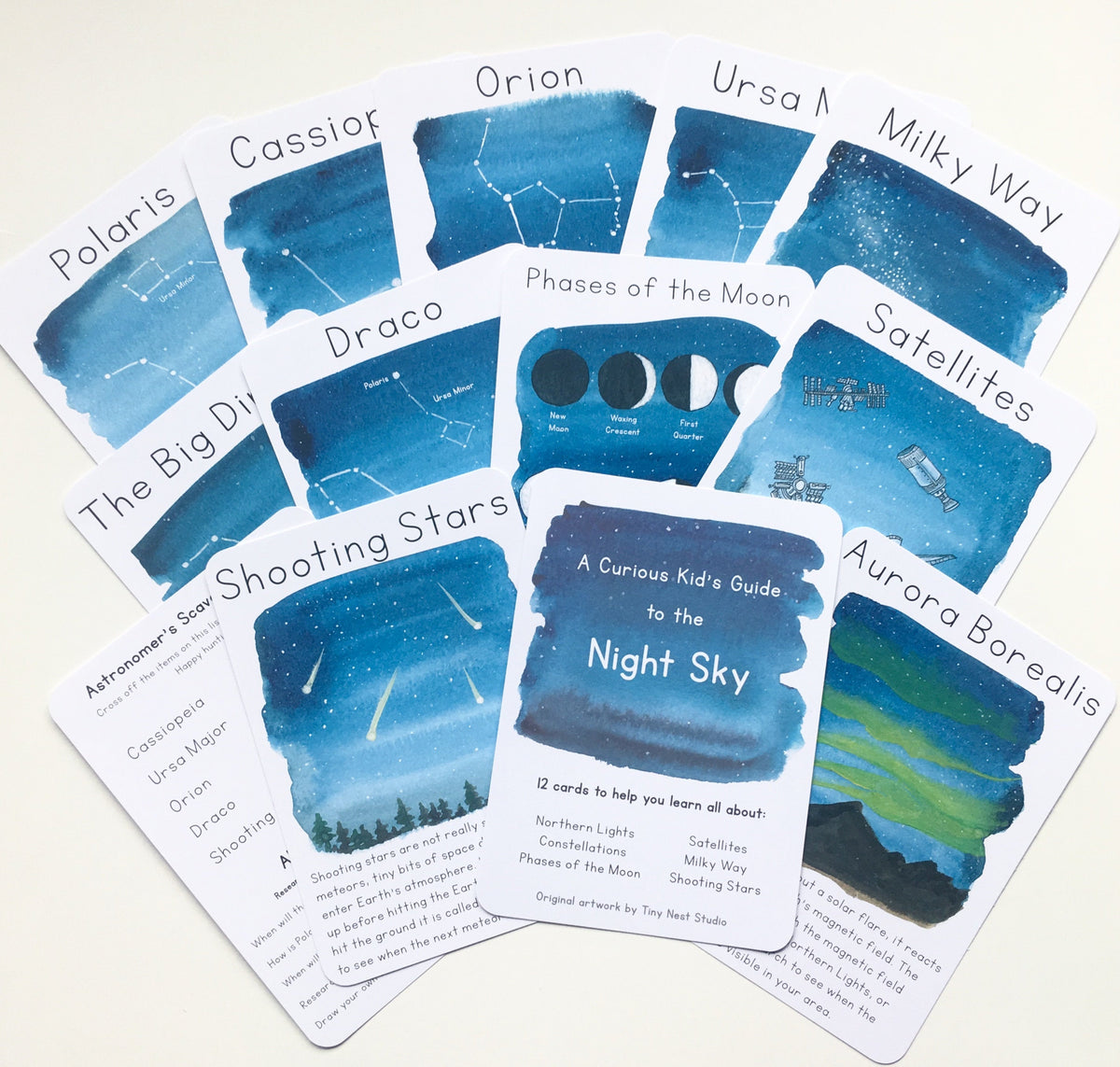 Exploring the Night Sky for Kids Learning Cards – Tiny Nest Studio