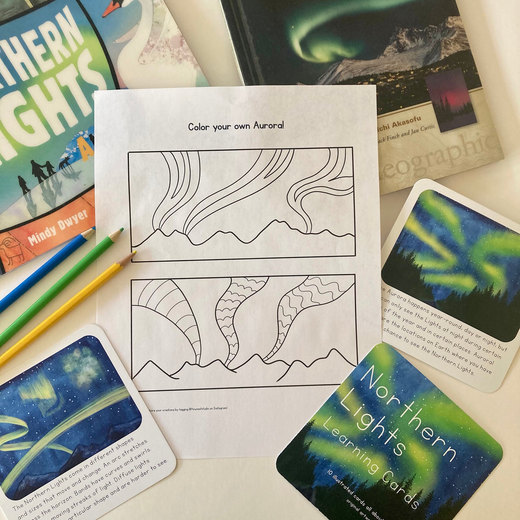 Northern Lights Coloring Page Freebie Tiny Nest Studio