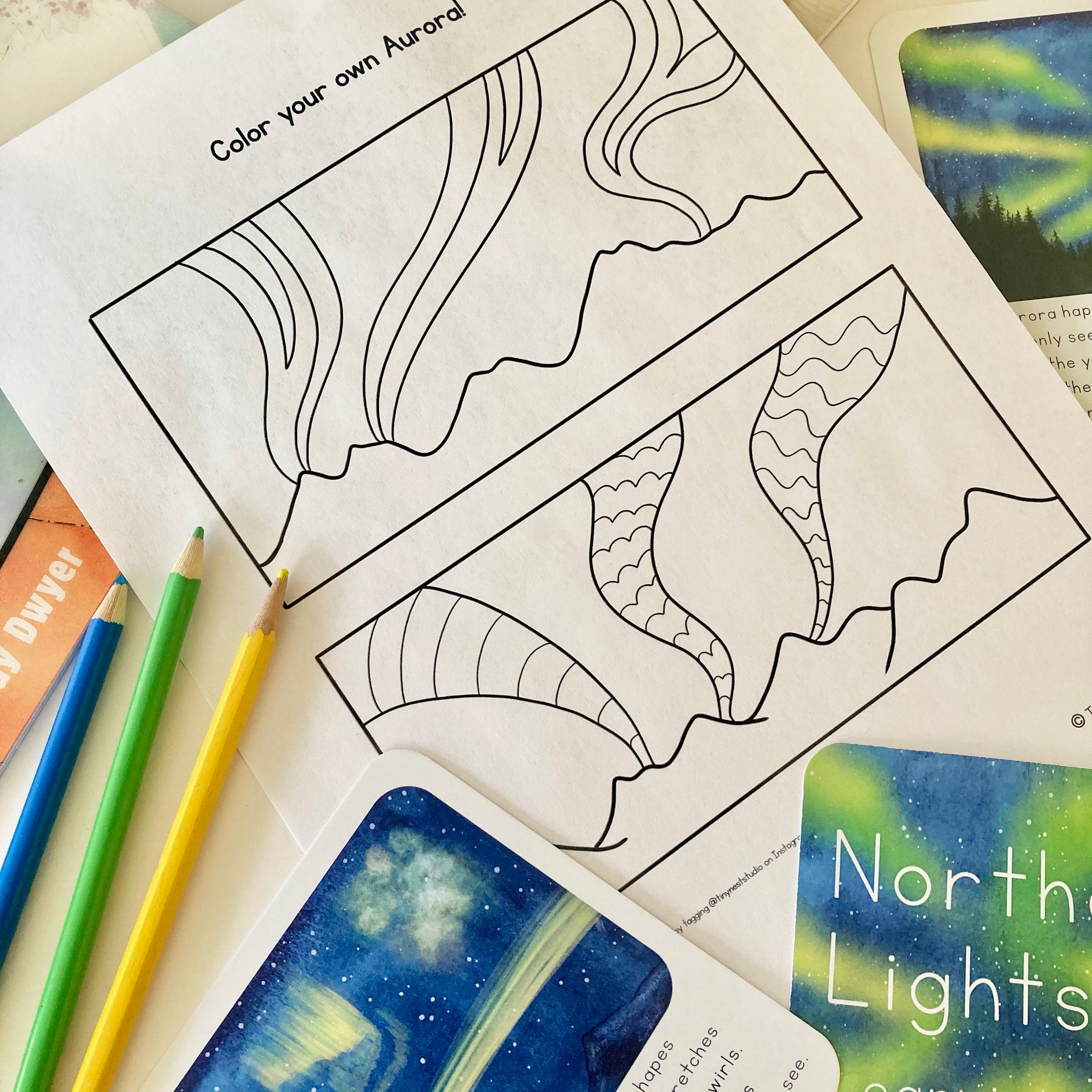 Northern Lights Coloring Page Freebie Tiny Nest Studio