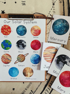 Solar System Flashcards and Mini-Poster: Digital Download