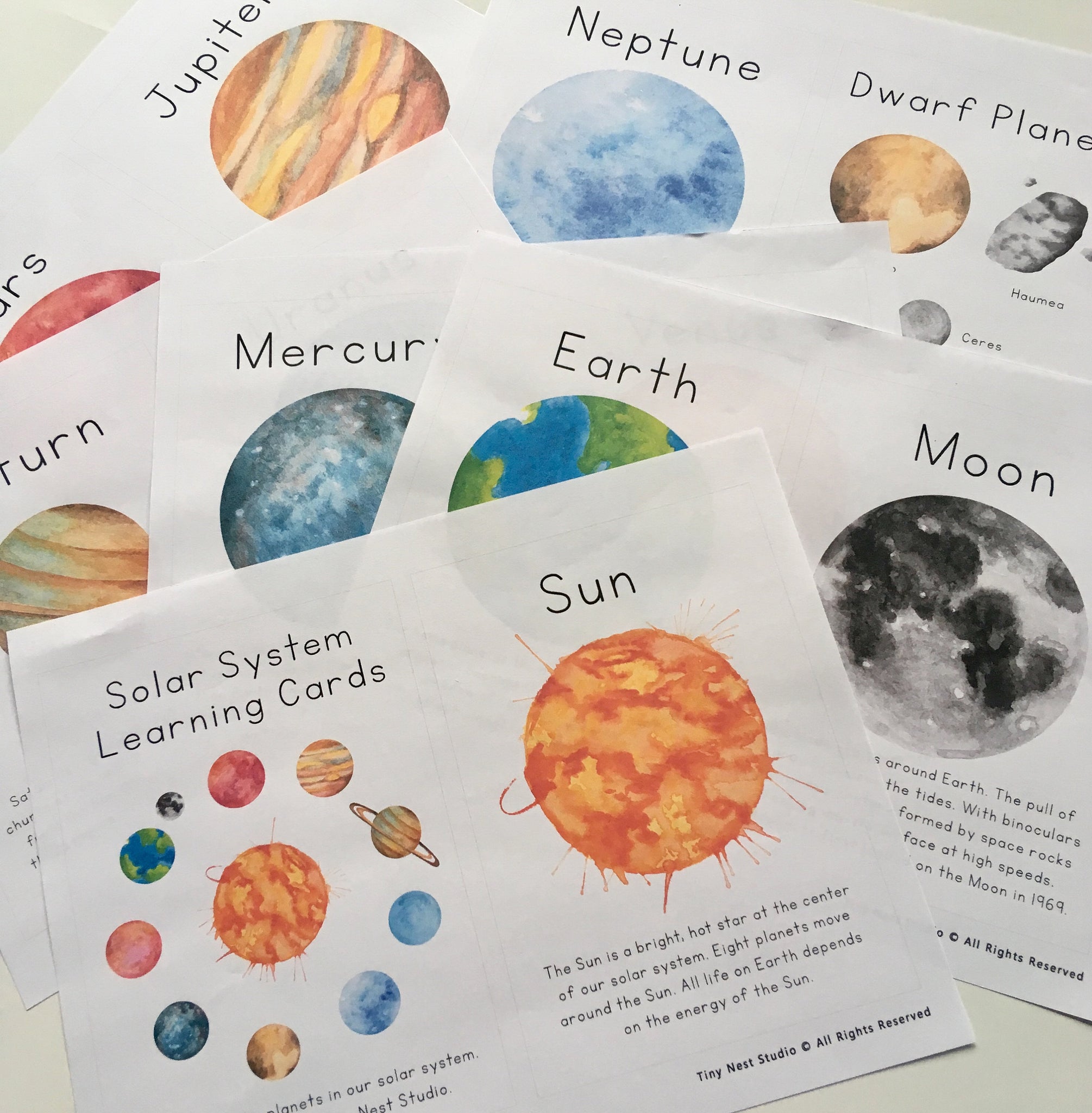 Solar System Note Creative Card Solar System Cards: Digital Download – Tiny Nest Studio