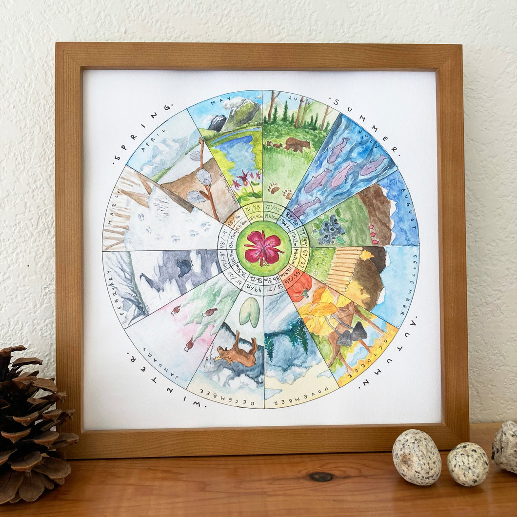 Phenology Wheel Art Print: A Year in Alaska